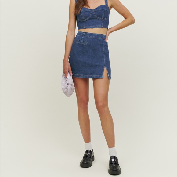 Reformation Freda high waist denim miniskirt